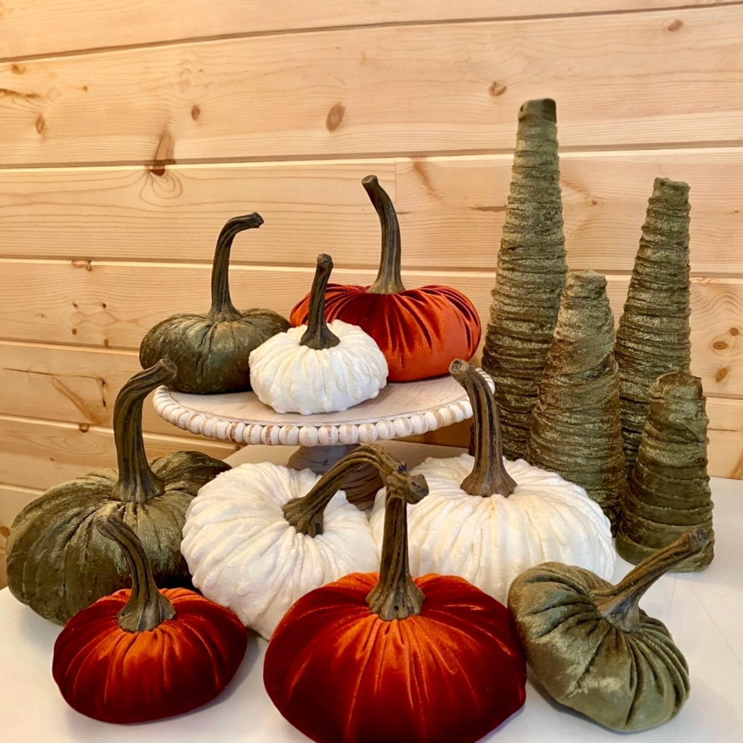 PUMPKIN SET OF 3 VELVET - RUST