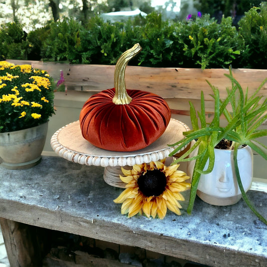 EXTRA LARGE VELVET PUMPKIN - RUST