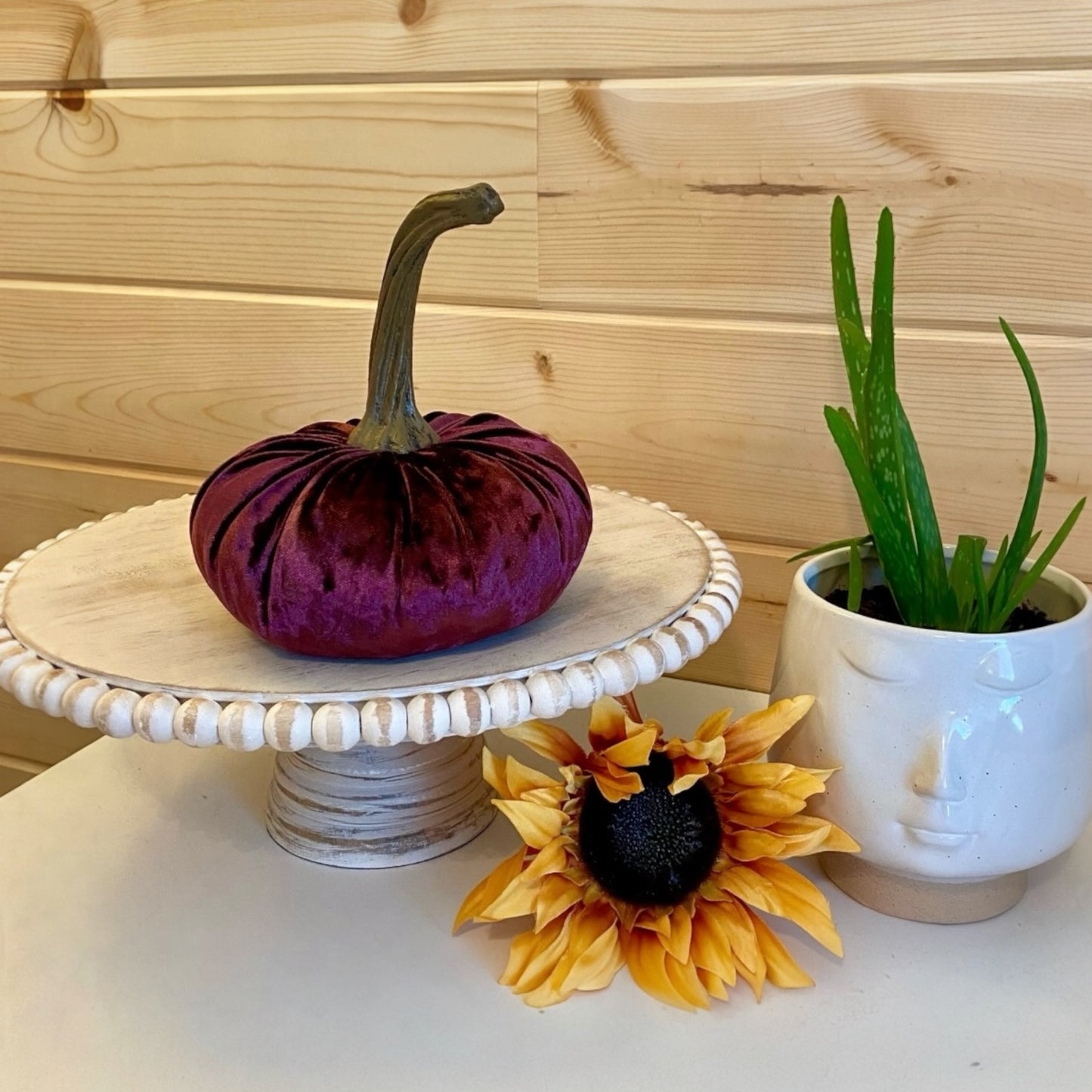LARGE VELVET PUMPKIN - WINE
