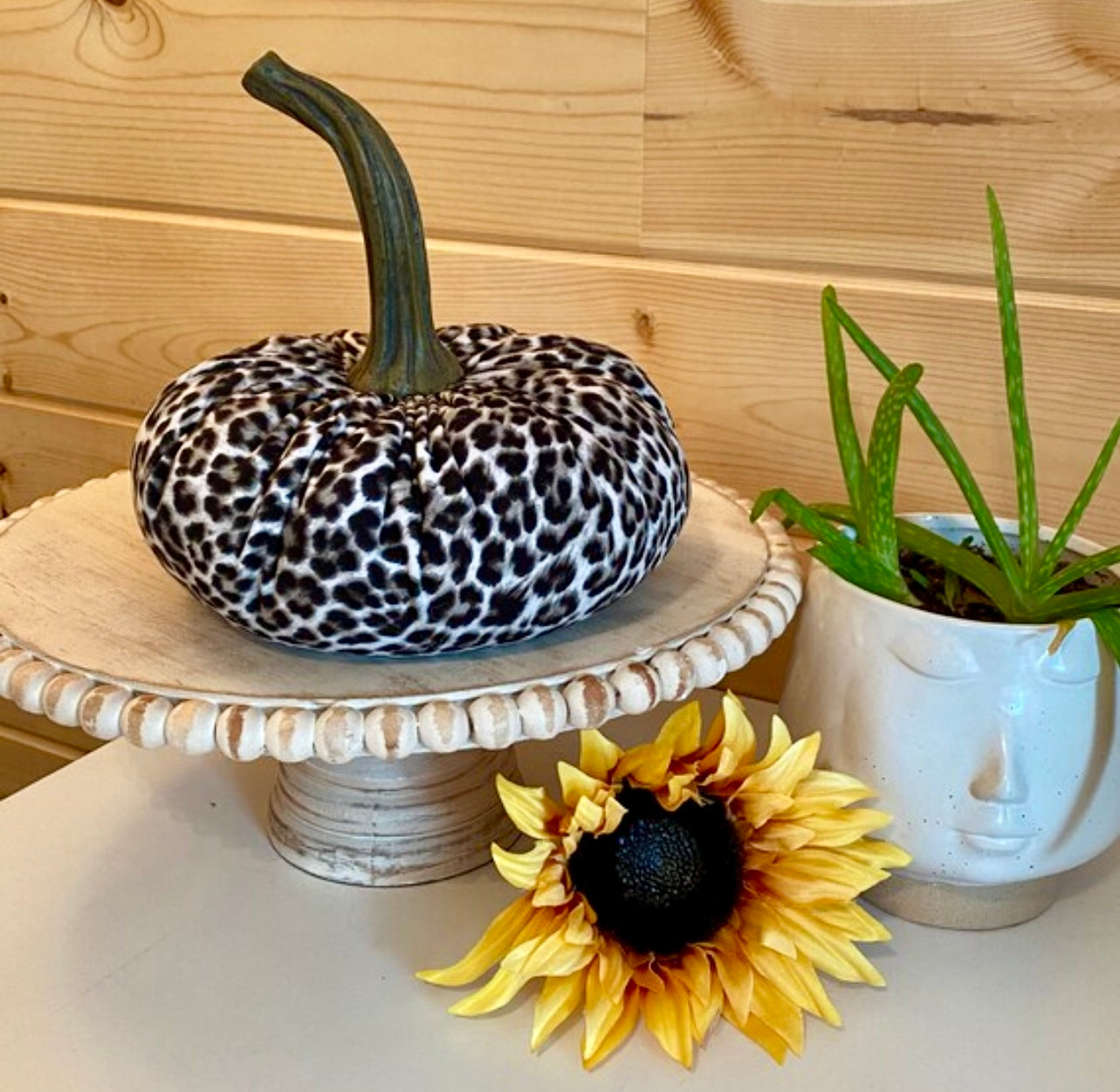 PUMPKIN SET of 3 ANIMAL PRINT - SNOW LEOPARD