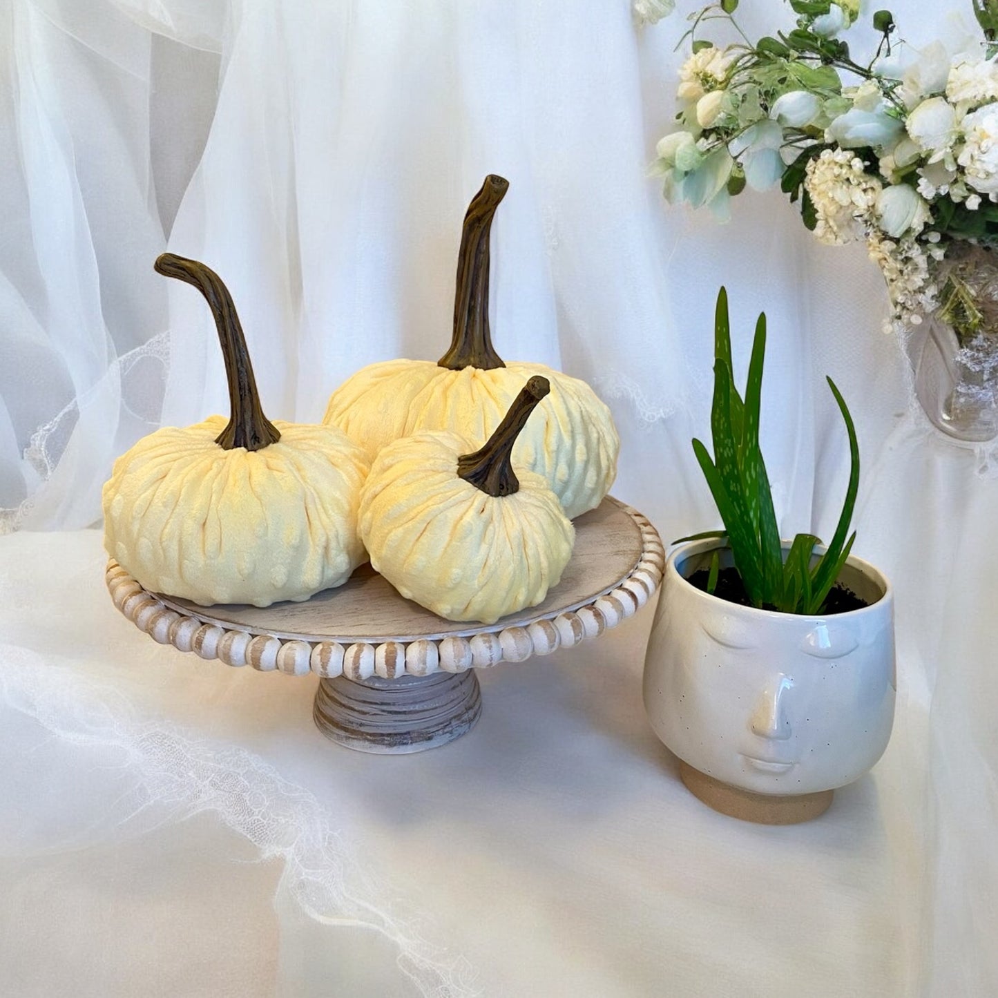 SMALL NUBBY MINK VELVET PUMPKIN - BUTTERCREAM YELLOW