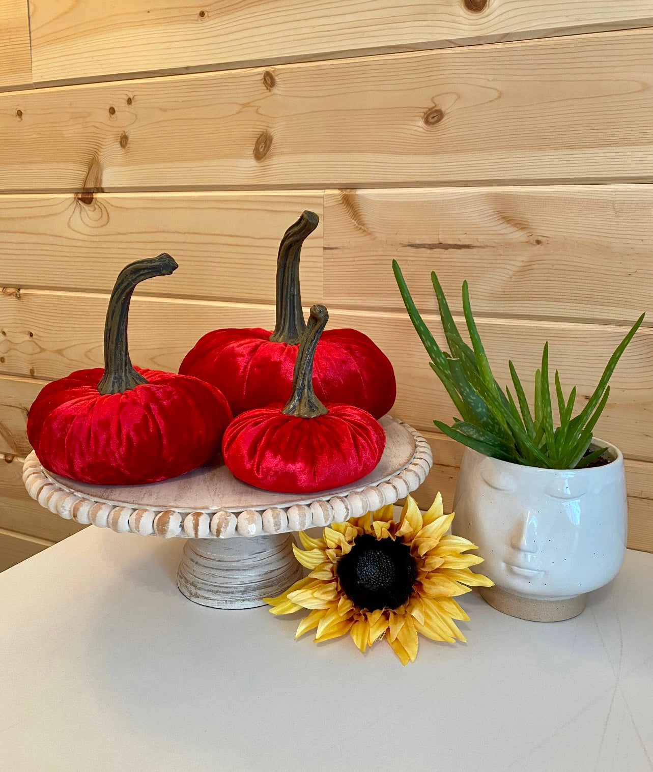 LARGE VELVET PUMPKIN - RED