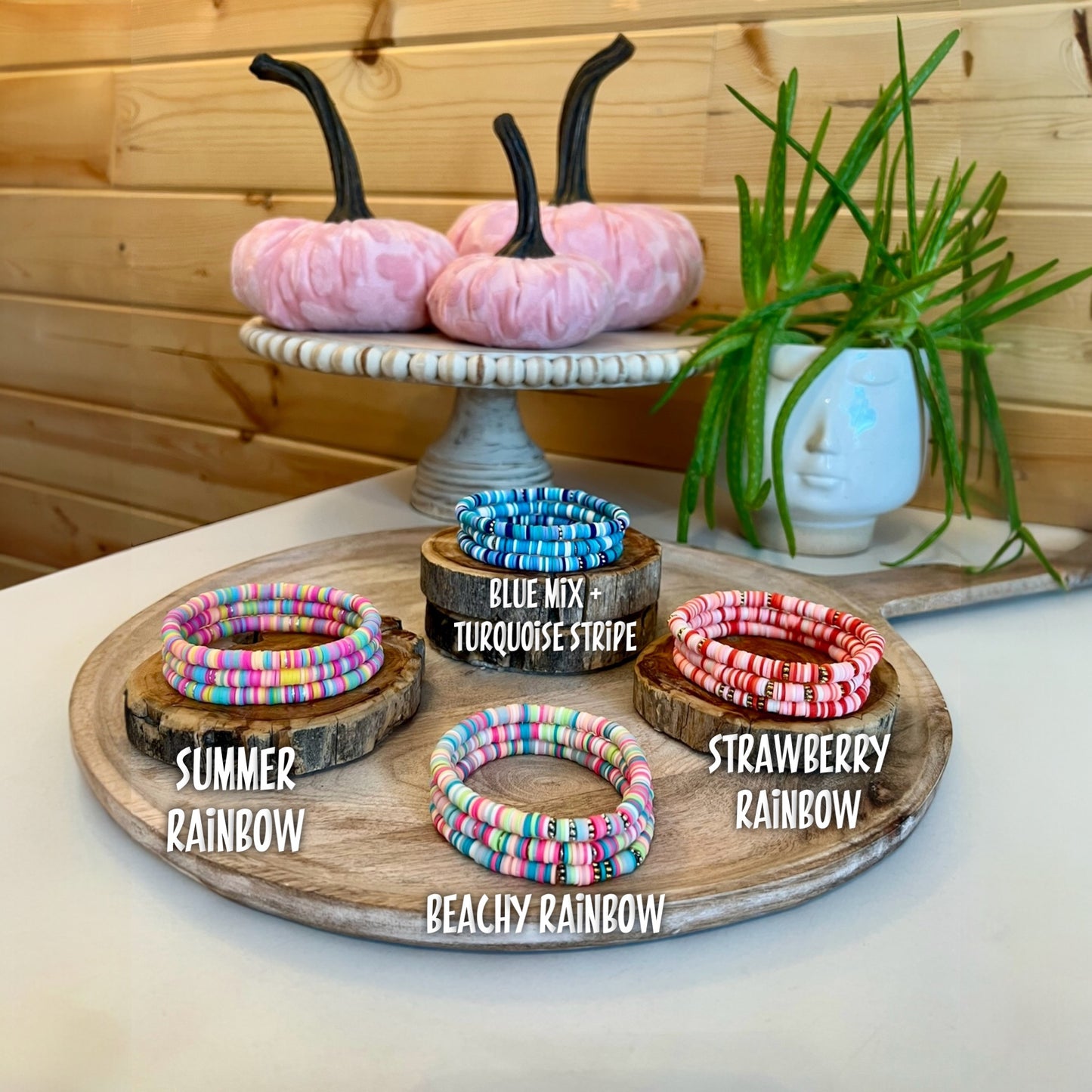 Set of 3 Stretchy Stack Bracelet Polymer Clay disks Multi-Colored Bracelet Gift Sets For Her Stocking Stuffer Team Pride Bridesmaid Gift