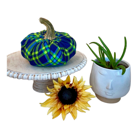 EXTRA LARGE PUMPKIN - NAVY and GREEN TARTAN PLAID FLANNEL