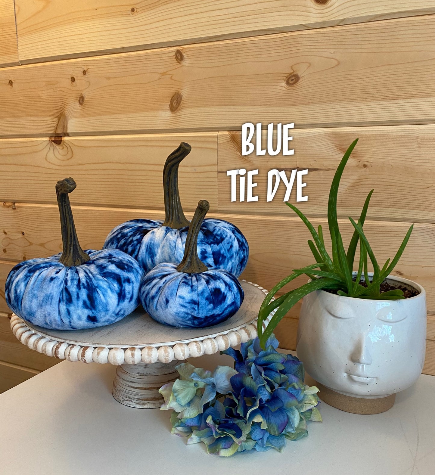 LARGE PUMPKIN - BLUE and WHITE TIE DYE