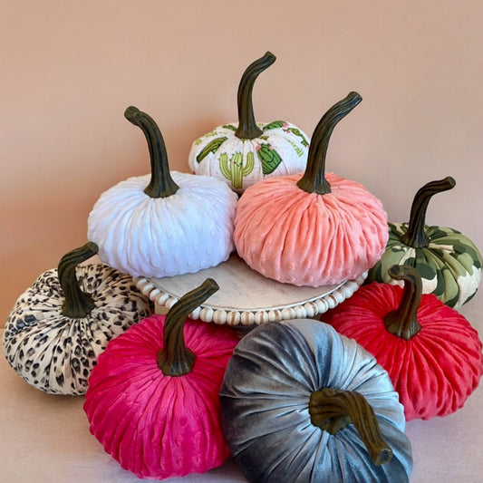 FABRIC and VELVET PUMPKINS EXTRA LARGE SETS of 3 - CREATE YOUR OWN SET OF COLORS