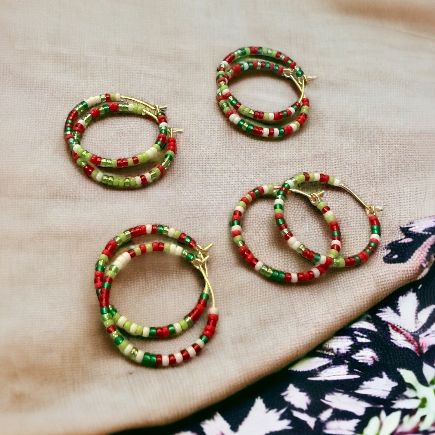 Earrings Gold Hoop Grinch Theme Holiday Theme Red and Green Festive Hoop Earrings Gift for Her Stocking Stuffer Holiday Jewelry Accessory