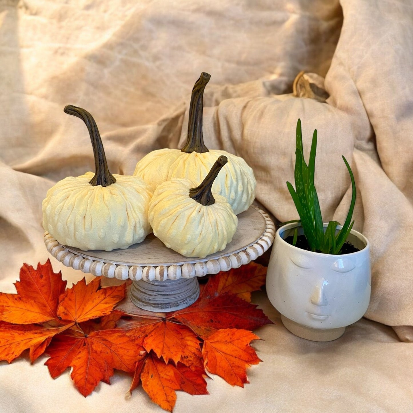 SMALL NUBBY MINK VELVET PUMPKIN - BUTTERCREAM YELLOW