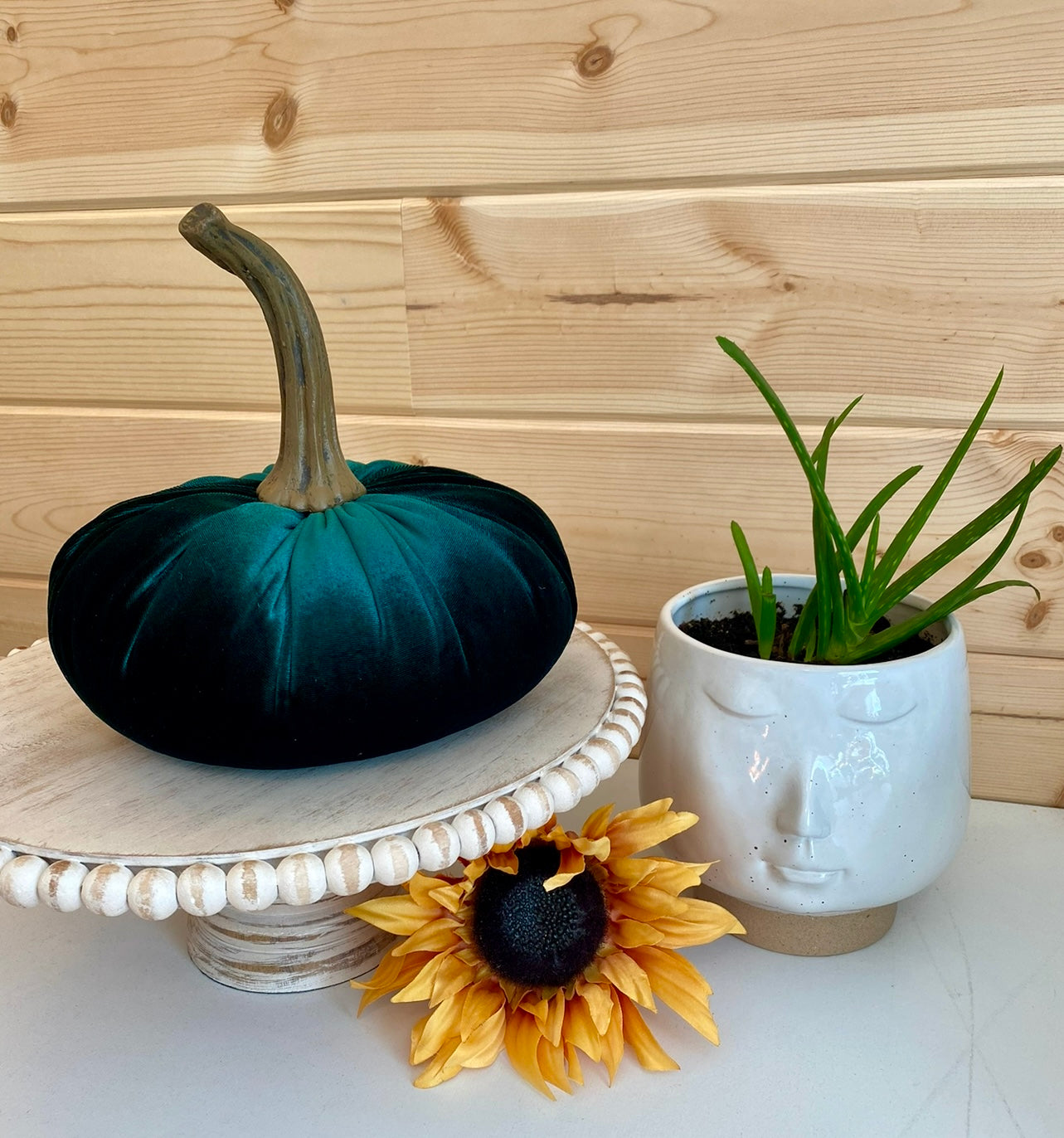 EXTRA LARGE VELVET PUMPKIN - HUNTER GREEN