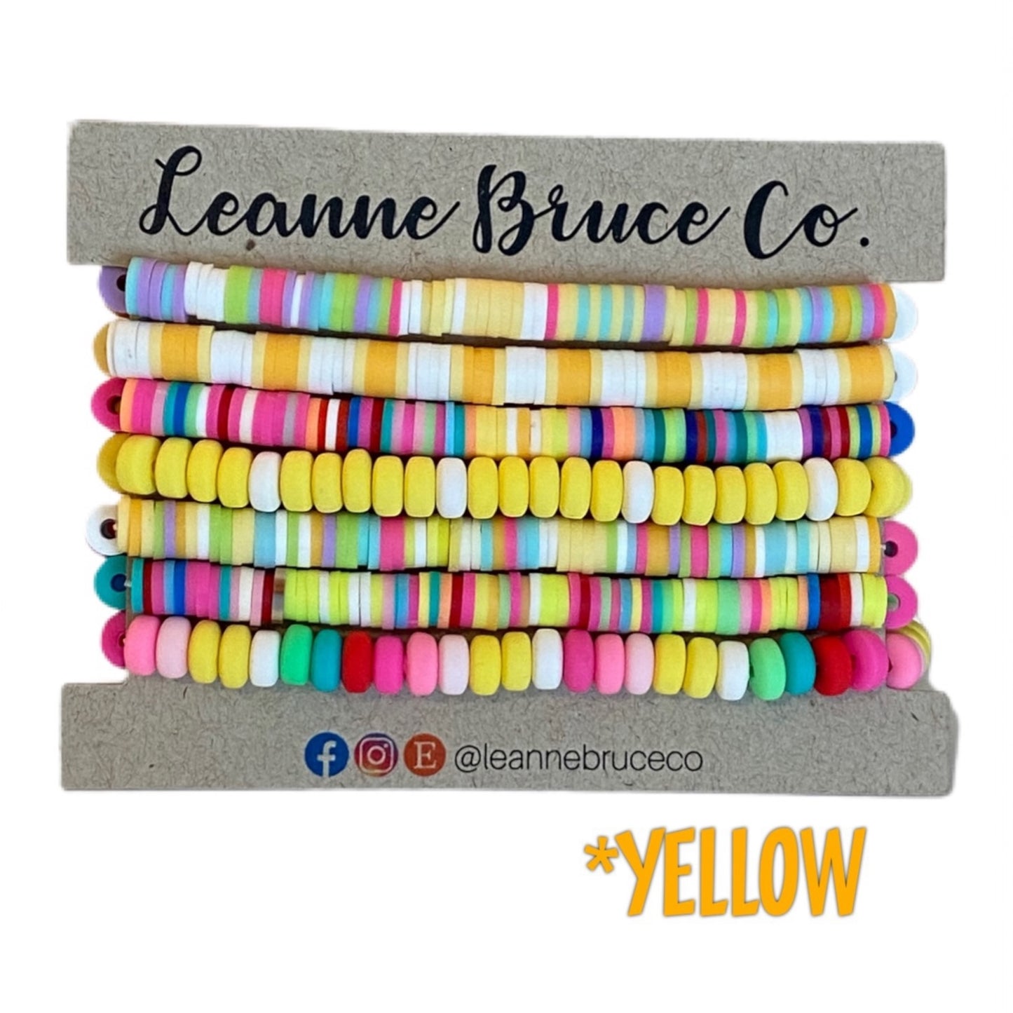 Bracelet Sets of 7 Stretchy WARM Tones Arm Party Handcrafted Bracelet Collection Polymer Clay Disk Braceletss Birthday Gift The LITTLE Sets