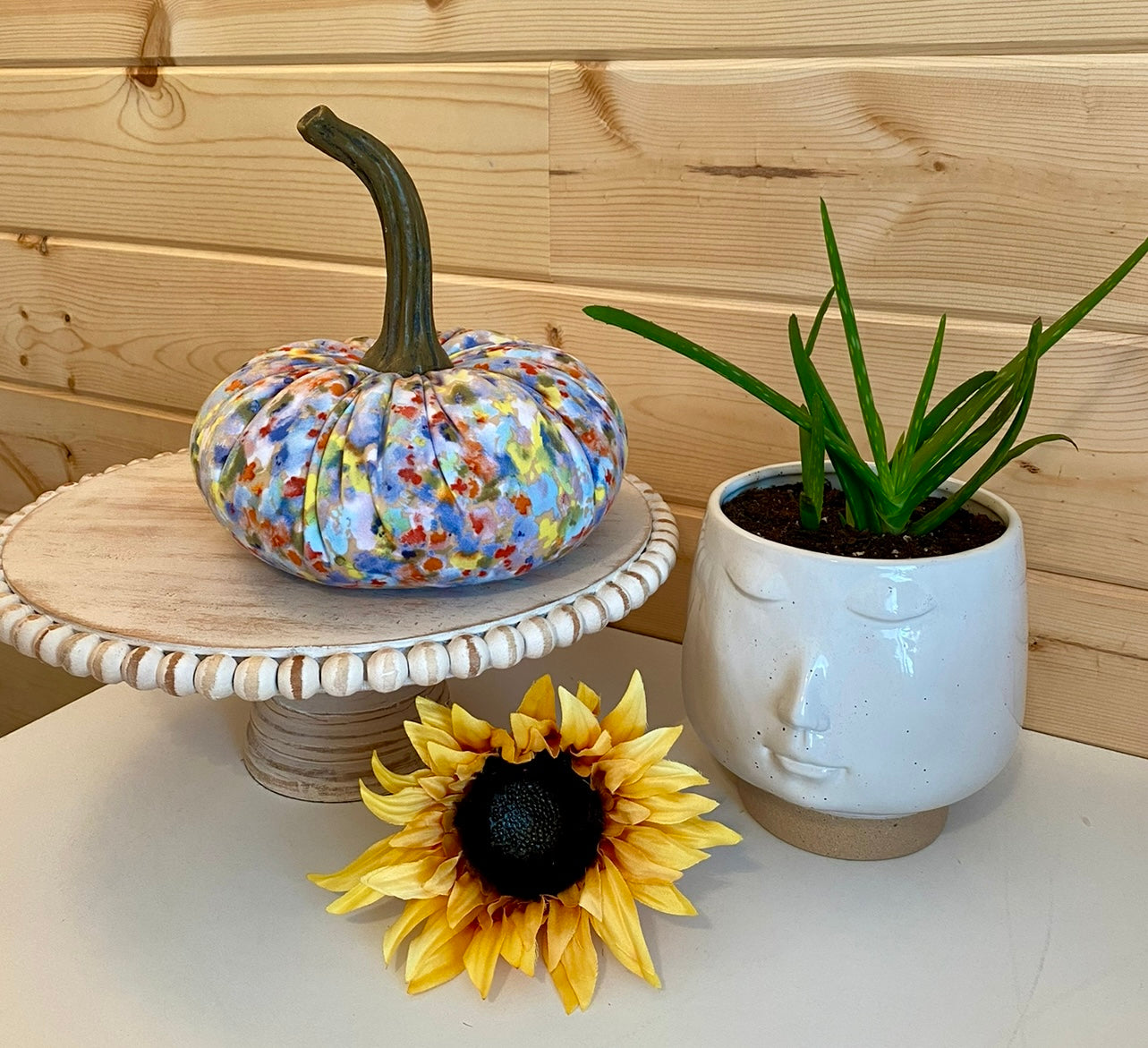 EXTRA LARGE FLORAL PRINT PUMPKIN - MAY FLOWERS