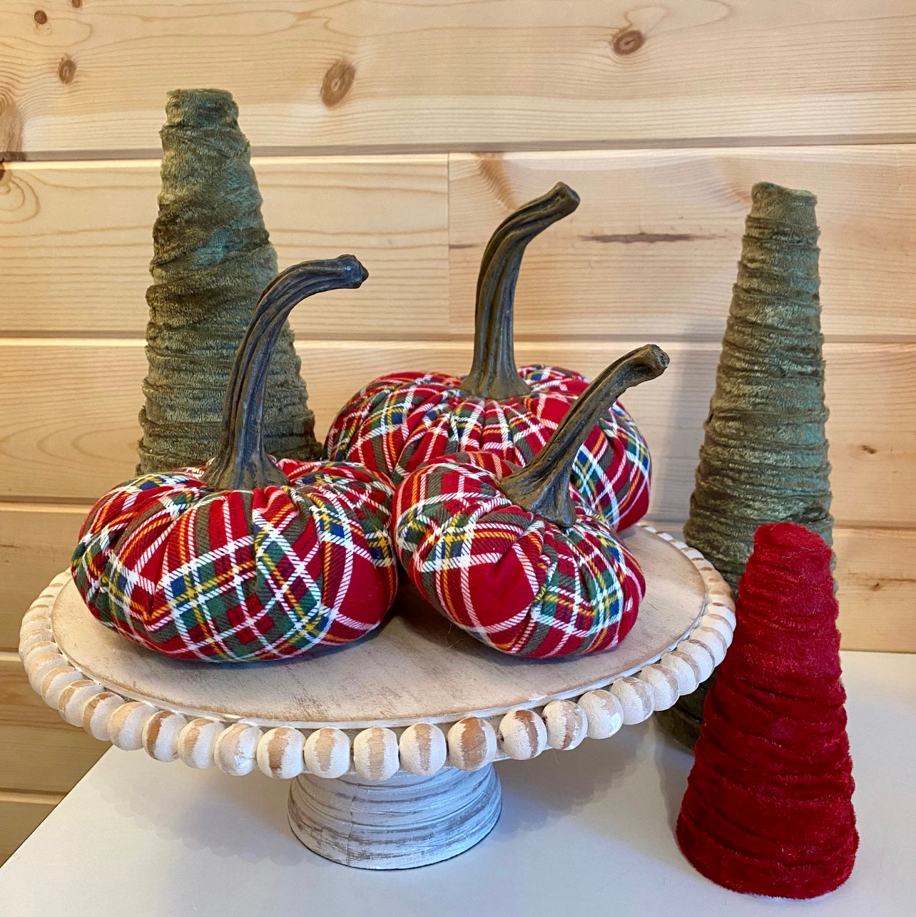 LARGE FLANNEL PUMPKIN - RED TARTAN PLAID