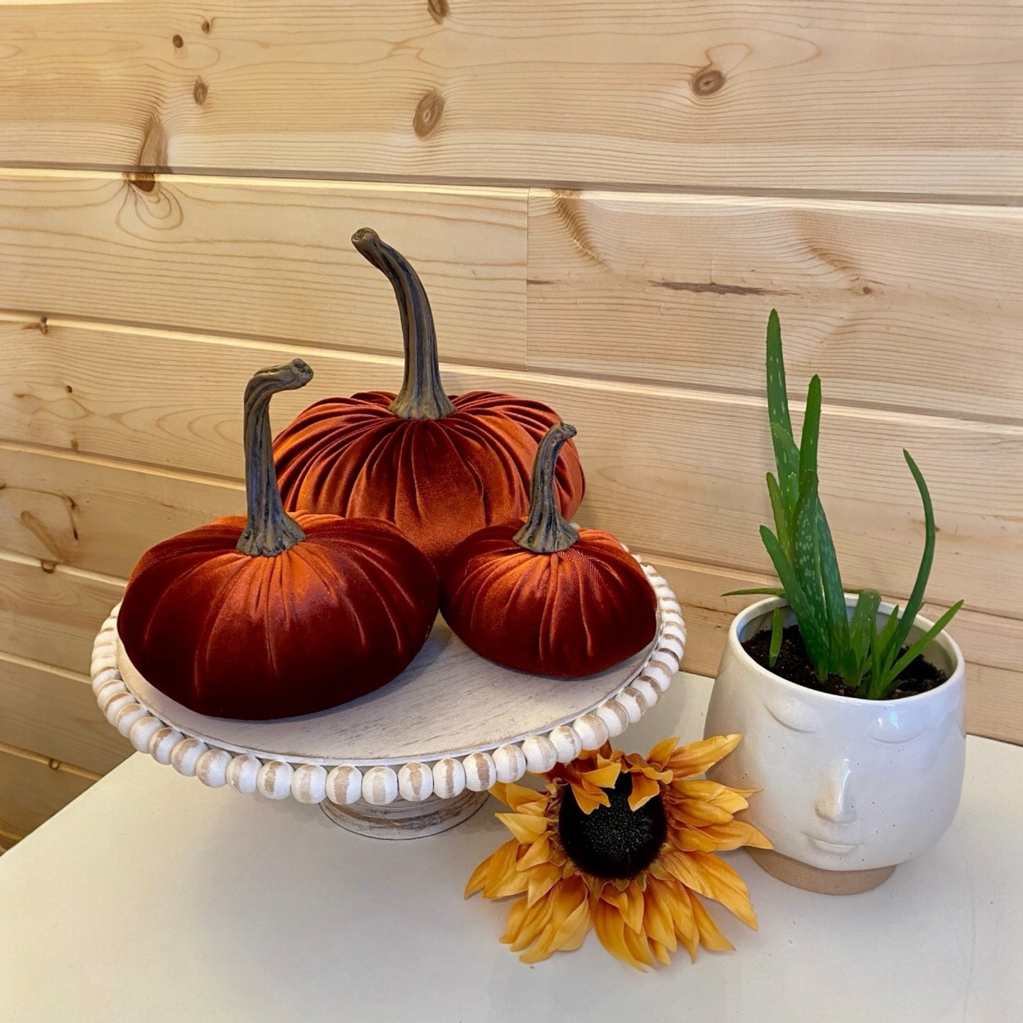 PUMPKIN SET OF 3 VELVET - RUST