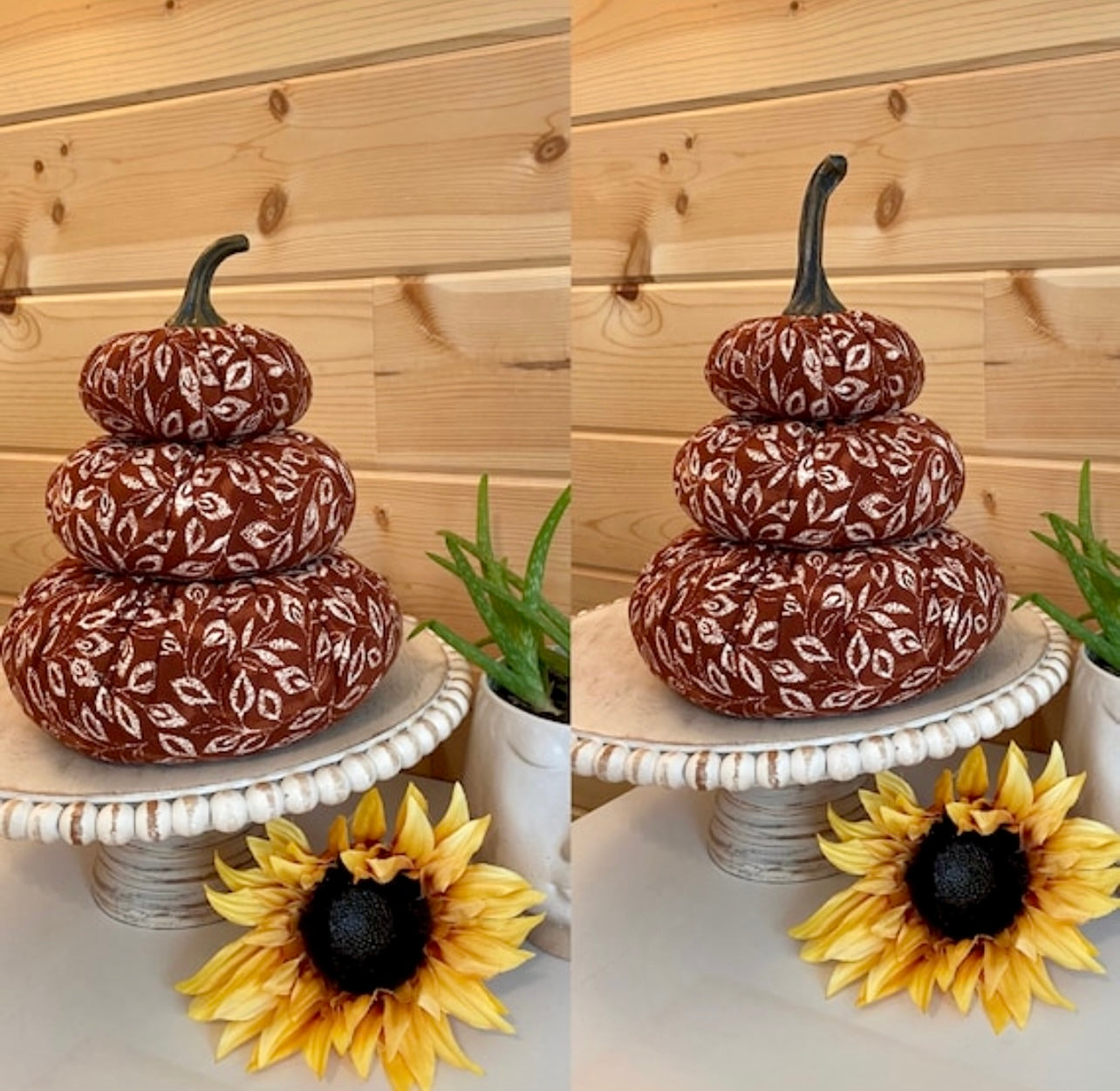 Tiered Pumpkin Stack - Autumn Leaves