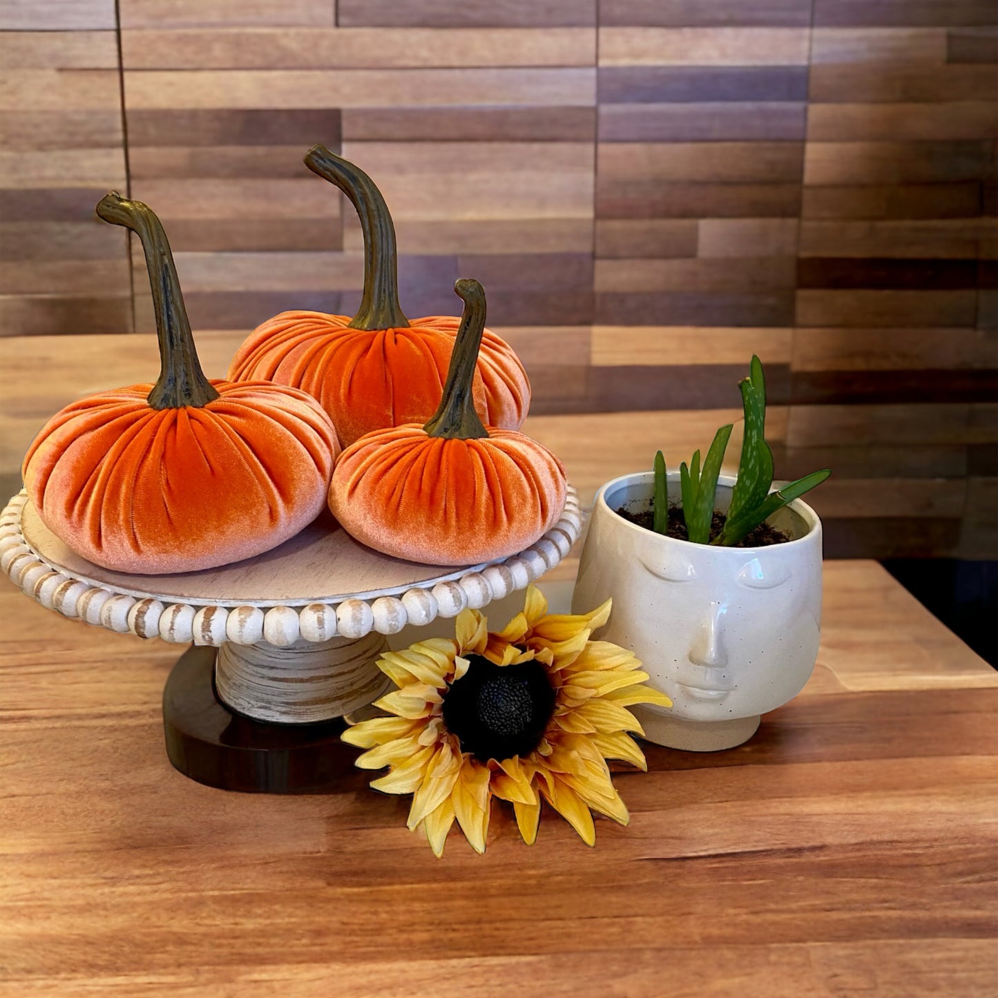 PUMPKIN SET of 3 VELVET - PUMPKIN SPICE