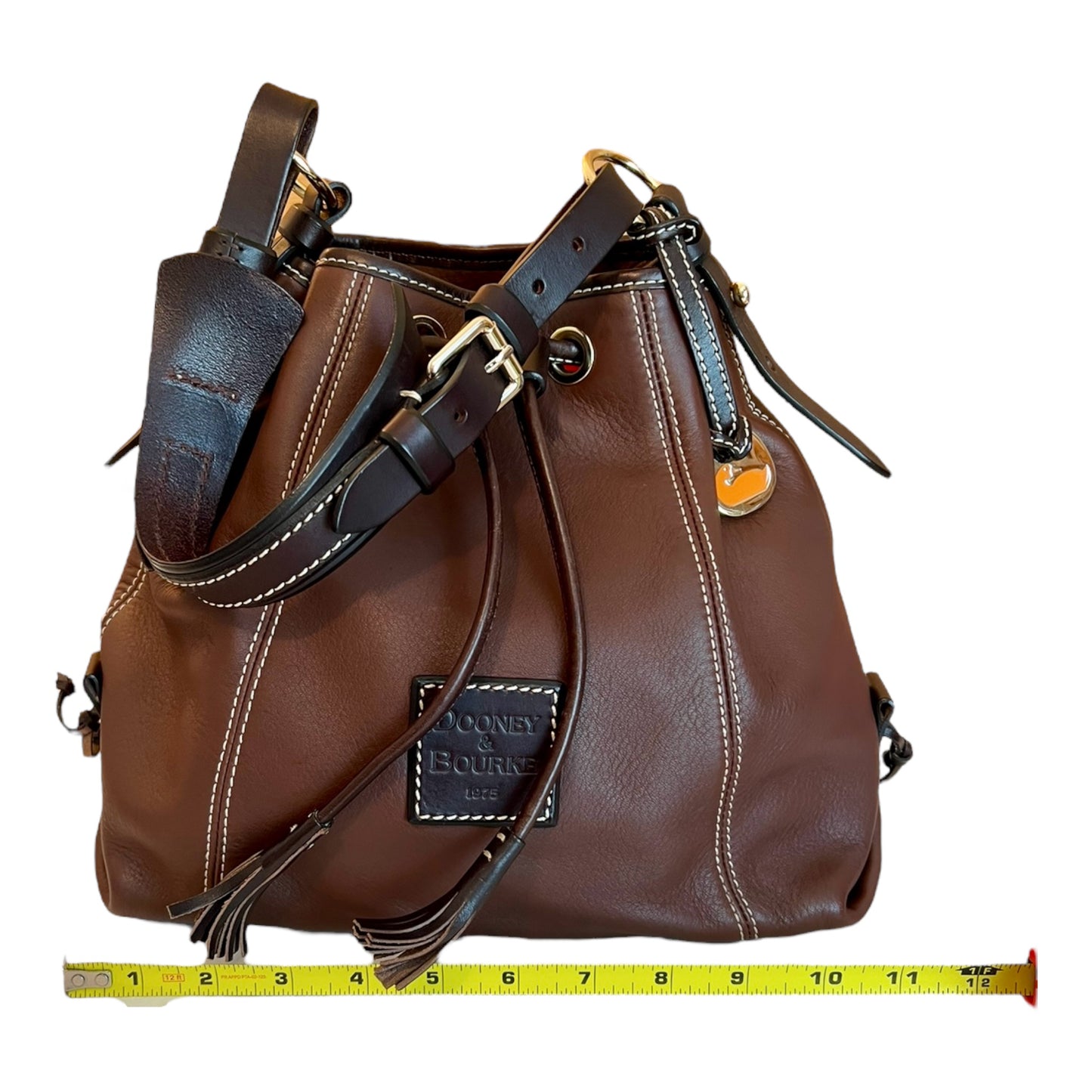 ‼️SOLD‼️ DOONEY & BOURKE Drawstring Satchel Bucket Bag Hobo Purse Brown Leather Tassels