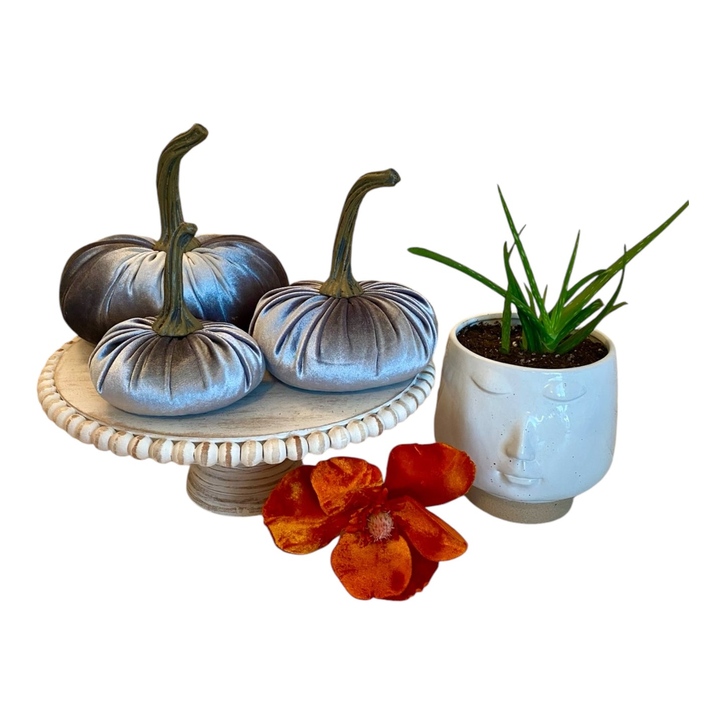 SMALL VELVET PUMPKIN - SILVER VELVET