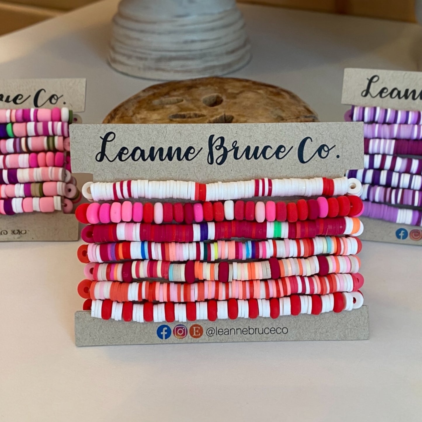 Bracelet Sets of 7 Stretchy WARM Tones Arm Party Handcrafted Bracelet Collection Polymer Clay Disk Braceletss Birthday Gift The LITTLE Sets