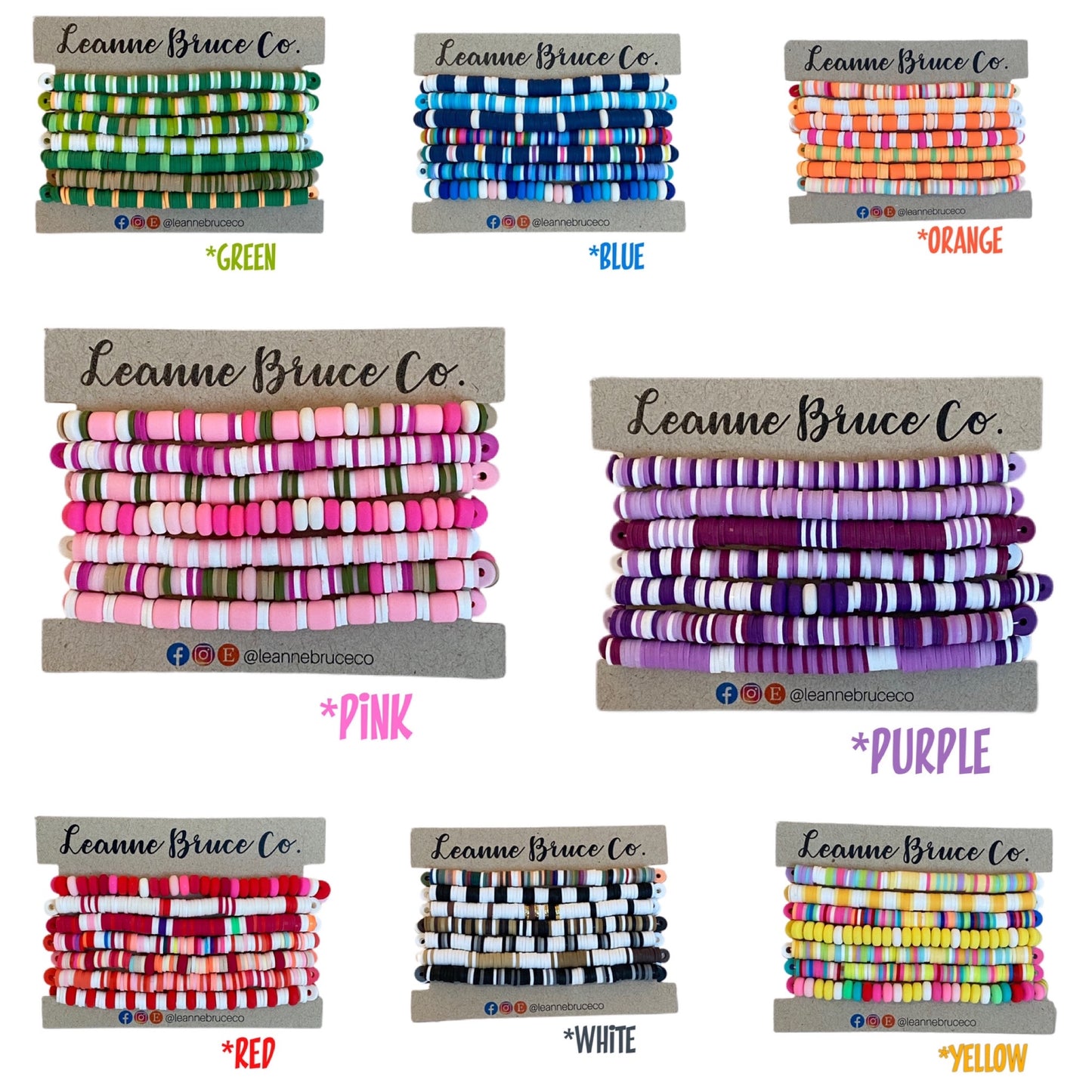 Stretchy Stack Bracelets Arm Candy Bracelet Collection Warm Tones Cool Tones Chakra Colors Gift Sets 8 Sets of 7 FULL Rainbow LITTLE Sets